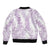 Hawaii Plumeria Lei Sleeve Zip Bomber Jacket Aloha Festive Vibe - Amethyst