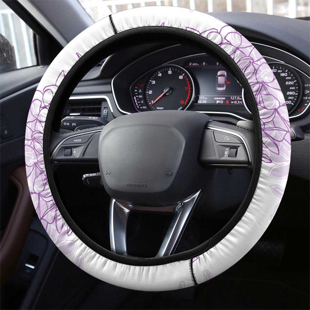 Hawaii Plumeria Lei Steering Wheel Cover Aloha Festive Vibe - Amethyst LT7 - Polynesian Pride