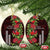 Hawaii Mele Kalikimaka Kakau Ceramic Ornament I'iwi Bird on Ohia Lehua