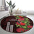 Hawaii Mele Kalikimaka Kakau Round Carpet I'iwi Bird on Ohia Lehua