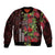 Hawaii Mele Kalikimaka Kakau Sleeve Zip Bomber Jacket I'iwi Bird on Ohia Lehua