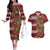 Hawaii Christmas Mele Kalikimaka Couples Matching Off The Shoulder Long Sleeve Dress and Hawaiian Shirt I'iwi Bird on Ohia Lehua