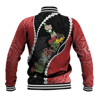 New Zealand Christmas Baseball Jacket Flora Map with Birds LT7 - Polynesian Pride