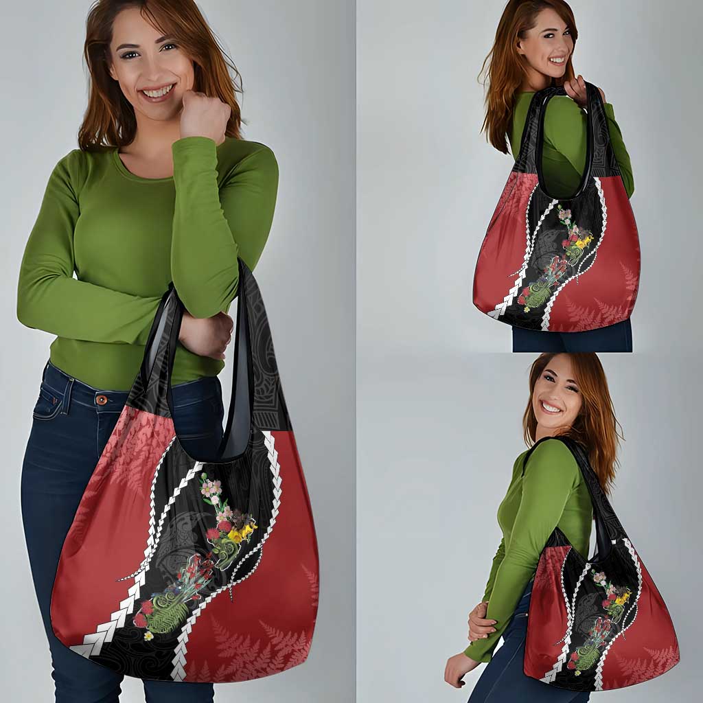 New Zealand Christmas Grocery Bag Flora Map with Birds LT7 - Polynesian Pride