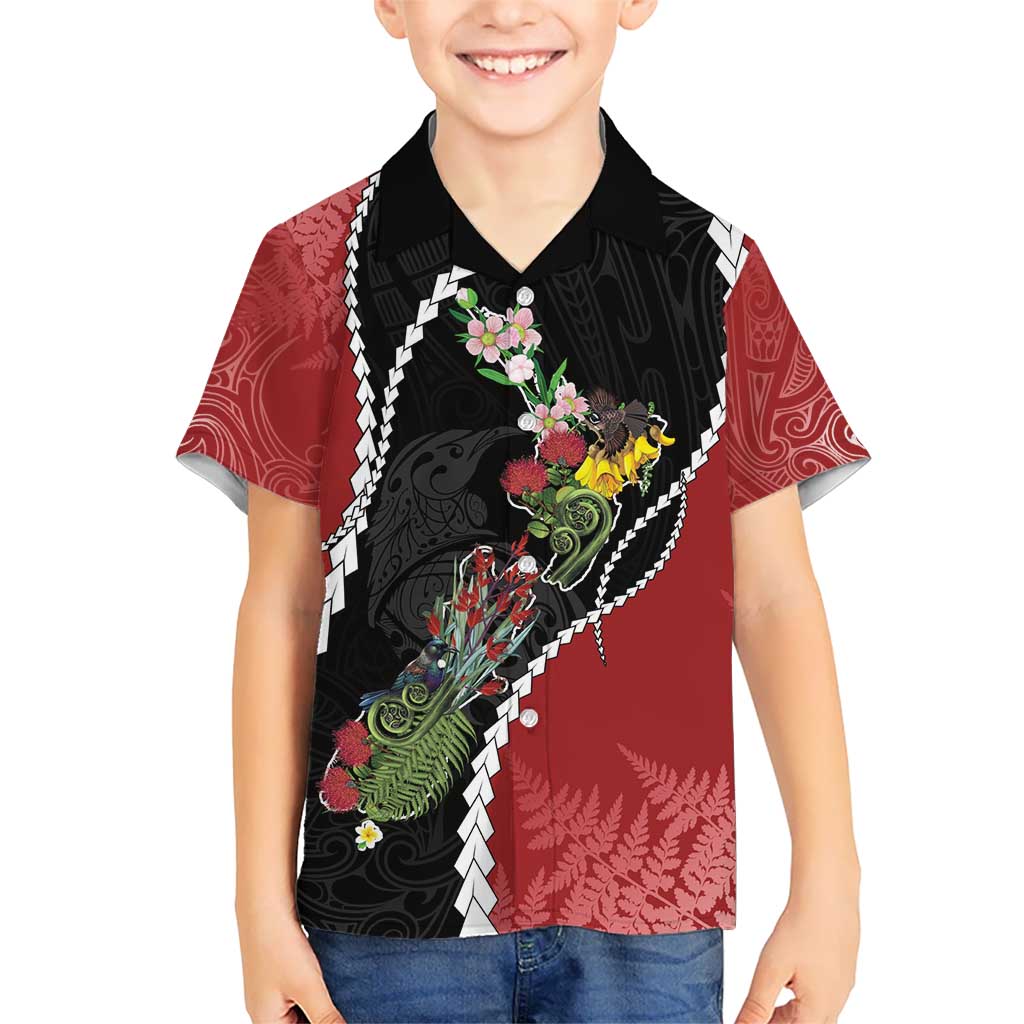 New Zealand Christmas Hawaiian Shirt Flora Map with Birds LT7 - Polynesian Pride