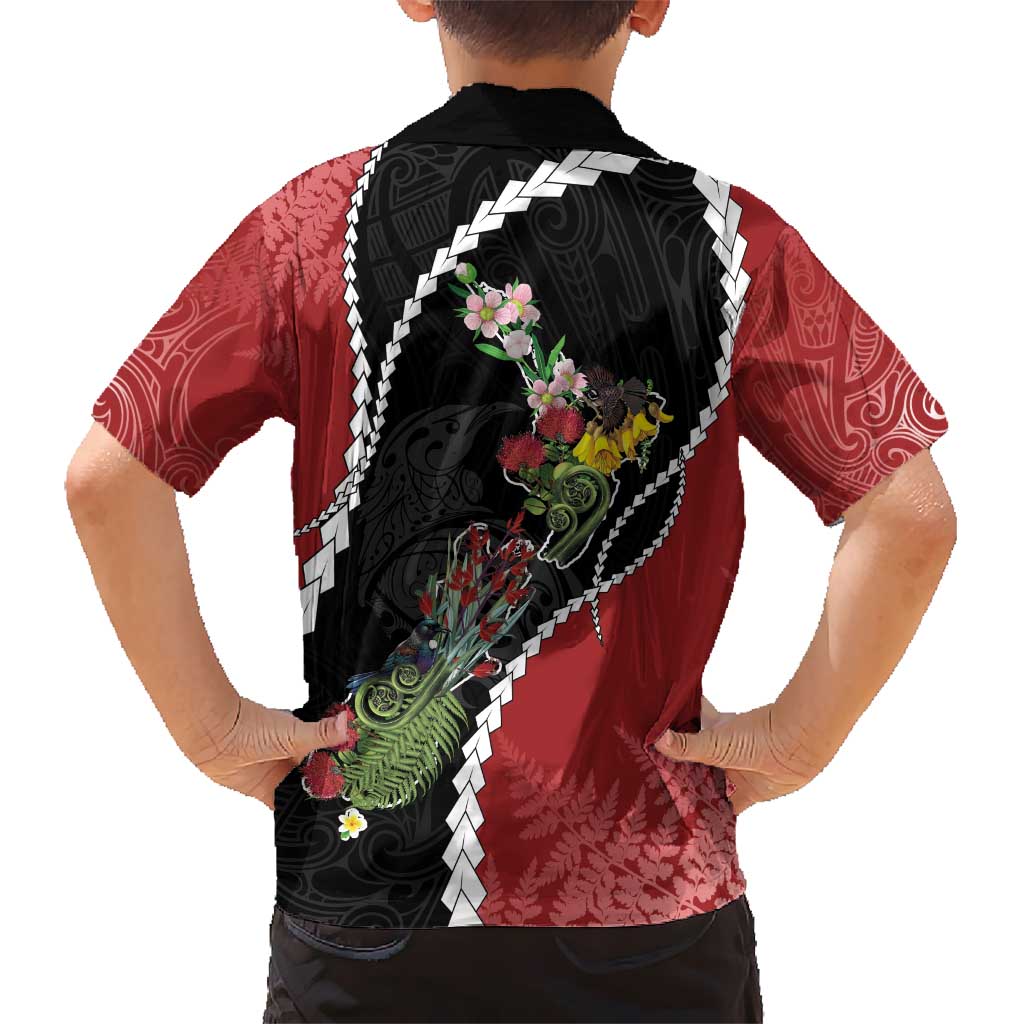 New Zealand Christmas Hawaiian Shirt Flora Map with Birds LT7 - Polynesian Pride