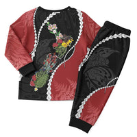 New Zealand Christmas Pajama Set Flora Map with Birds LT7 - Polynesian Pride