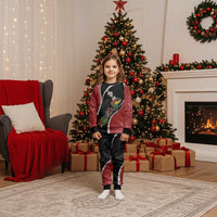 New Zealand Christmas Pajama Set Flora Map with Birds LT7 Kid Black - Polynesian Pride