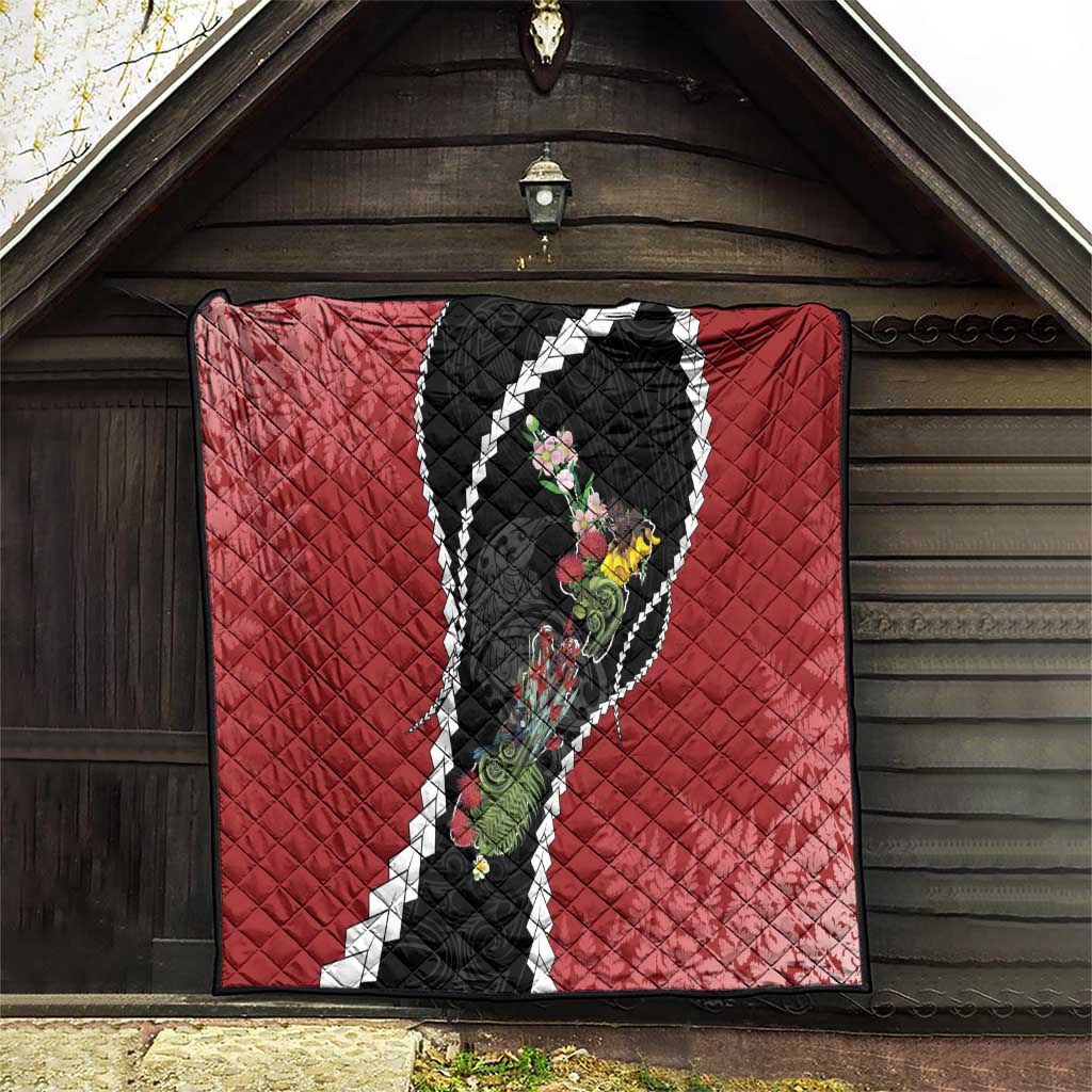 New Zealand Christmas Quilt Flora Map with Birds LT7 - Polynesian Pride