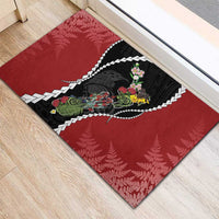 New Zealand Christmas Rubber Doormat Flora Map with Birds LT7 - Polynesian Pride
