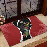New Zealand Christmas Rubber Doormat Flora Map with Birds LT7 - Polynesian Pride