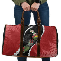 New Zealand Christmas Travel Bag Flora Map with Birds LT7 Black - Polynesian Pride