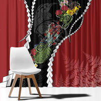 New Zealand Christmas Window Curtain Flora Map with Birds LT7 - Polynesian Pride