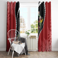 New Zealand Christmas Window Curtain Flora Map with Birds LT7 - Polynesian Pride