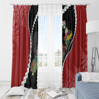 New Zealand Christmas Window Curtain Flora Map with Birds LT7 - Polynesian Pride