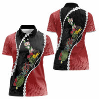 New Zealand Christmas Women Polo Shirt Flora Map with Birds LT7 - Polynesian Pride