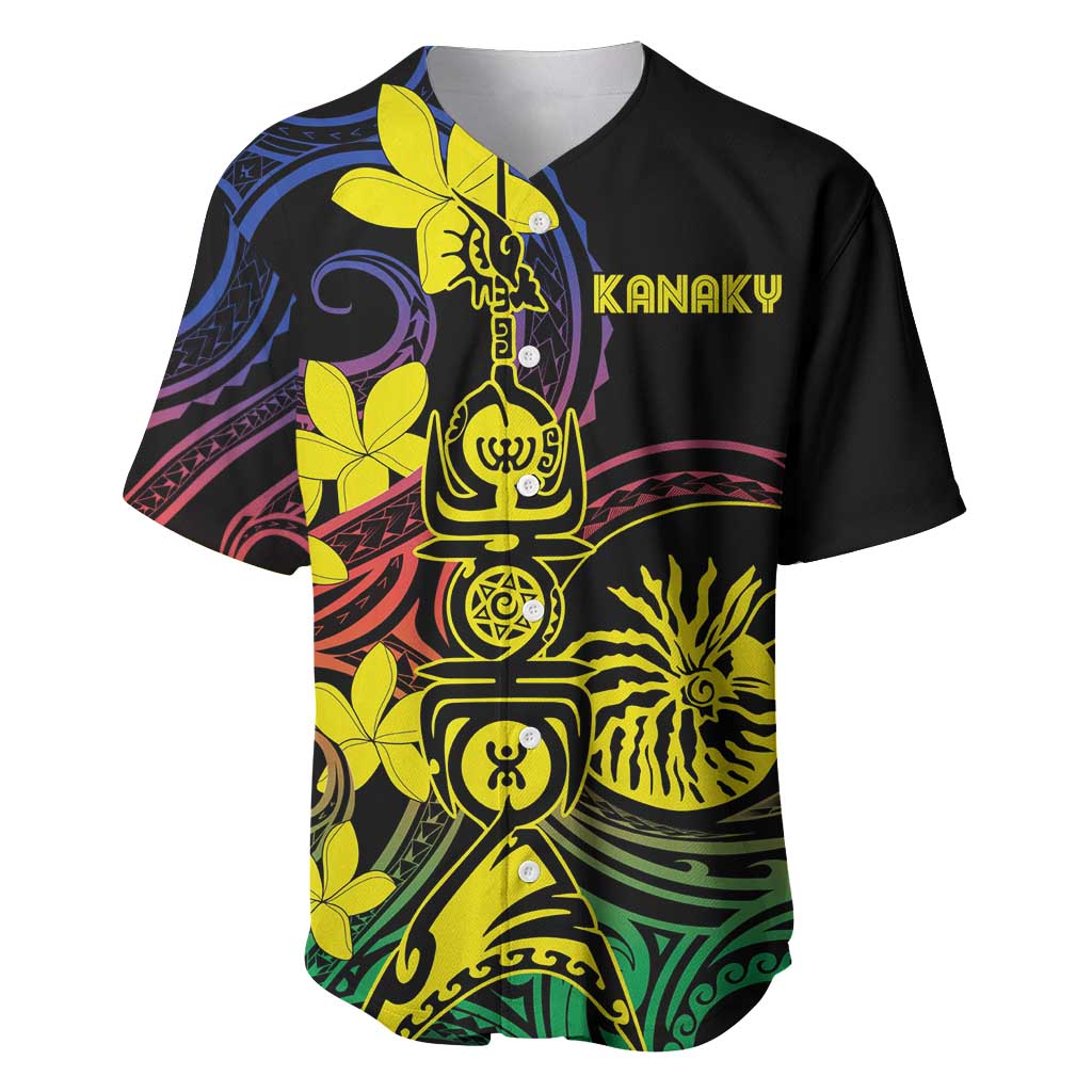 New Caledonia Kanaky Personalized Baseball Jersey Fleche Faitiere - Plumeria LT7 Colorful - Polynesian Pride