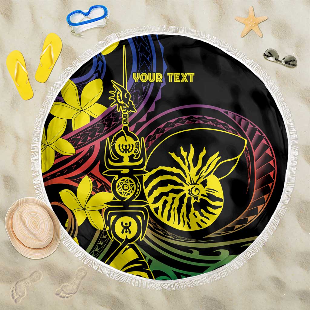 New Caledonia Kanaky Personalized Beach Blanket Fleche Faitiere - Plumeria LT7 One Size 150cm Colorful - Polynesian Pride