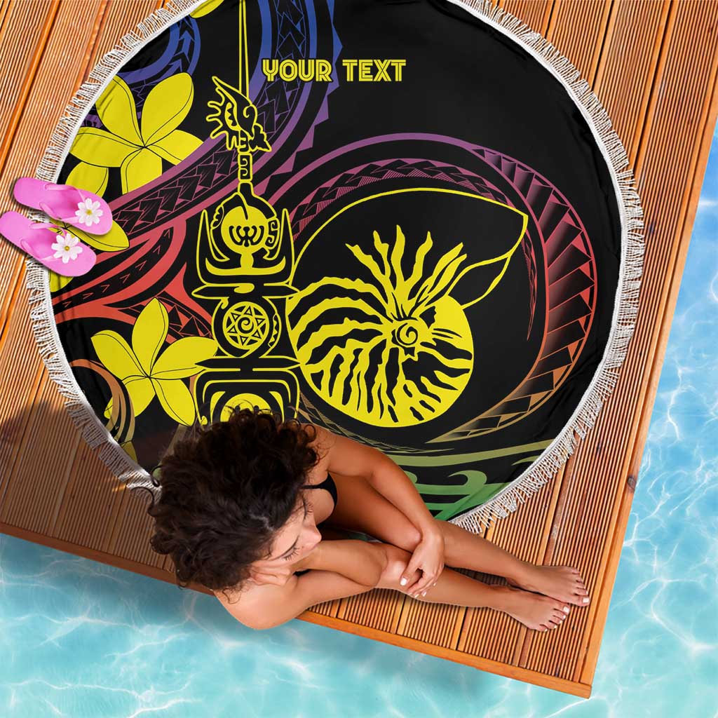 New Caledonia Kanaky Personalized Beach Blanket Fleche Faitiere - Plumeria LT7 - Polynesian Pride