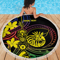New Caledonia Kanaky Personalized Beach Blanket Fleche Faitiere - Plumeria LT7 - Polynesian Pride