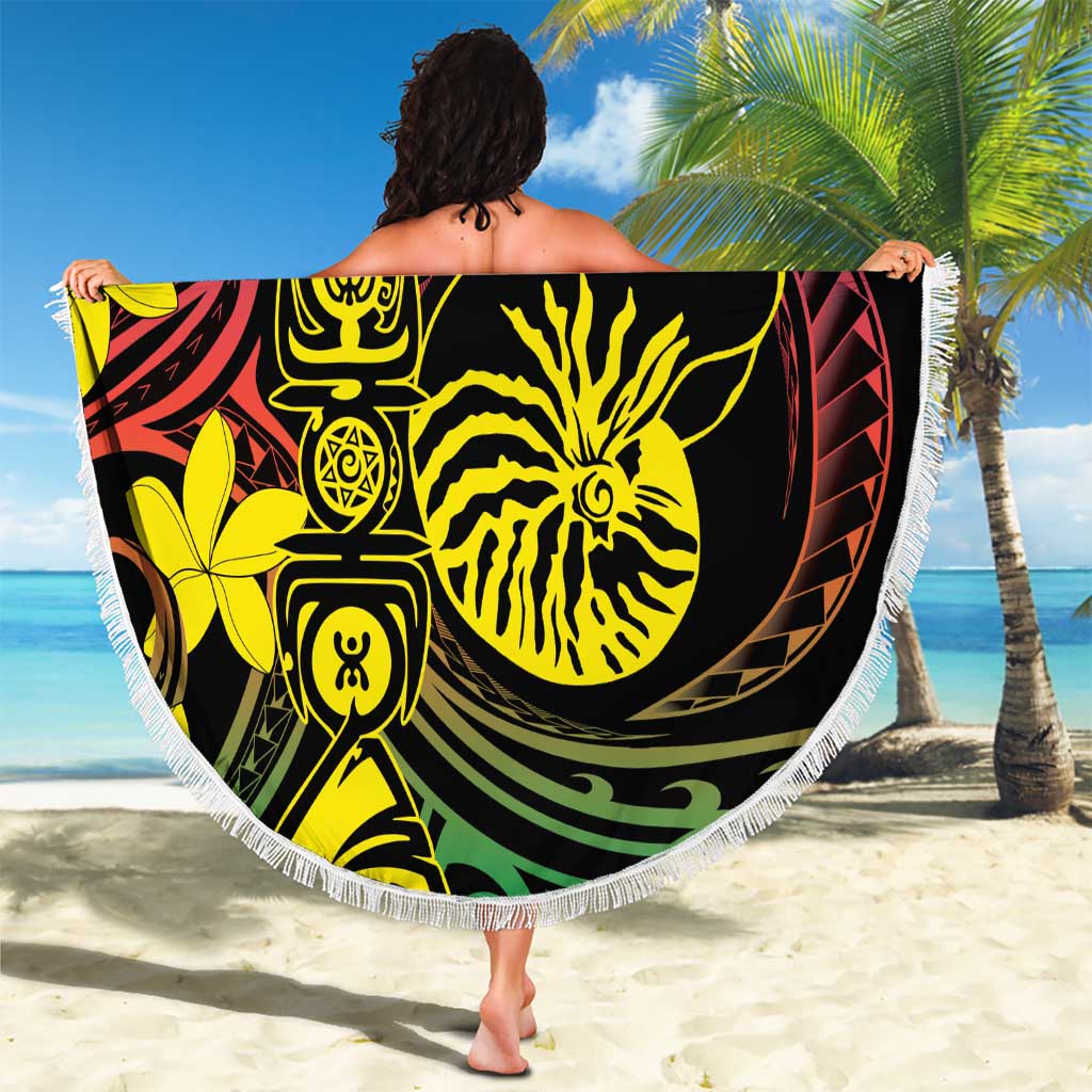 New Caledonia Kanaky Personalized Beach Blanket Fleche Faitiere - Plumeria LT7 - Polynesian Pride