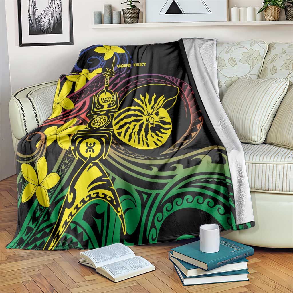 New Caledonia Kanaky Personalized Blanket Fleche Faitiere - Plumeria LT7 Colorful - Polynesian Pride