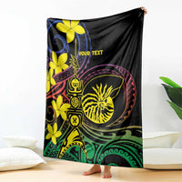 New Caledonia Kanaky Personalized Blanket Fleche Faitiere - Plumeria LT7 - Polynesian Pride