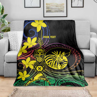 New Caledonia Kanaky Personalized Blanket Fleche Faitiere - Plumeria LT7 - Polynesian Pride