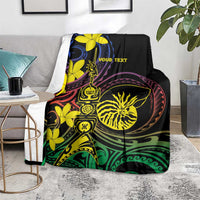 New Caledonia Kanaky Personalized Blanket Fleche Faitiere - Plumeria LT7 - Polynesian Pride