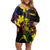 New Caledonia Kanaky Personalized Family Matching Off Shoulder Short Dress and Hawaiian Shirt Fleche Faitiere - Plumeria