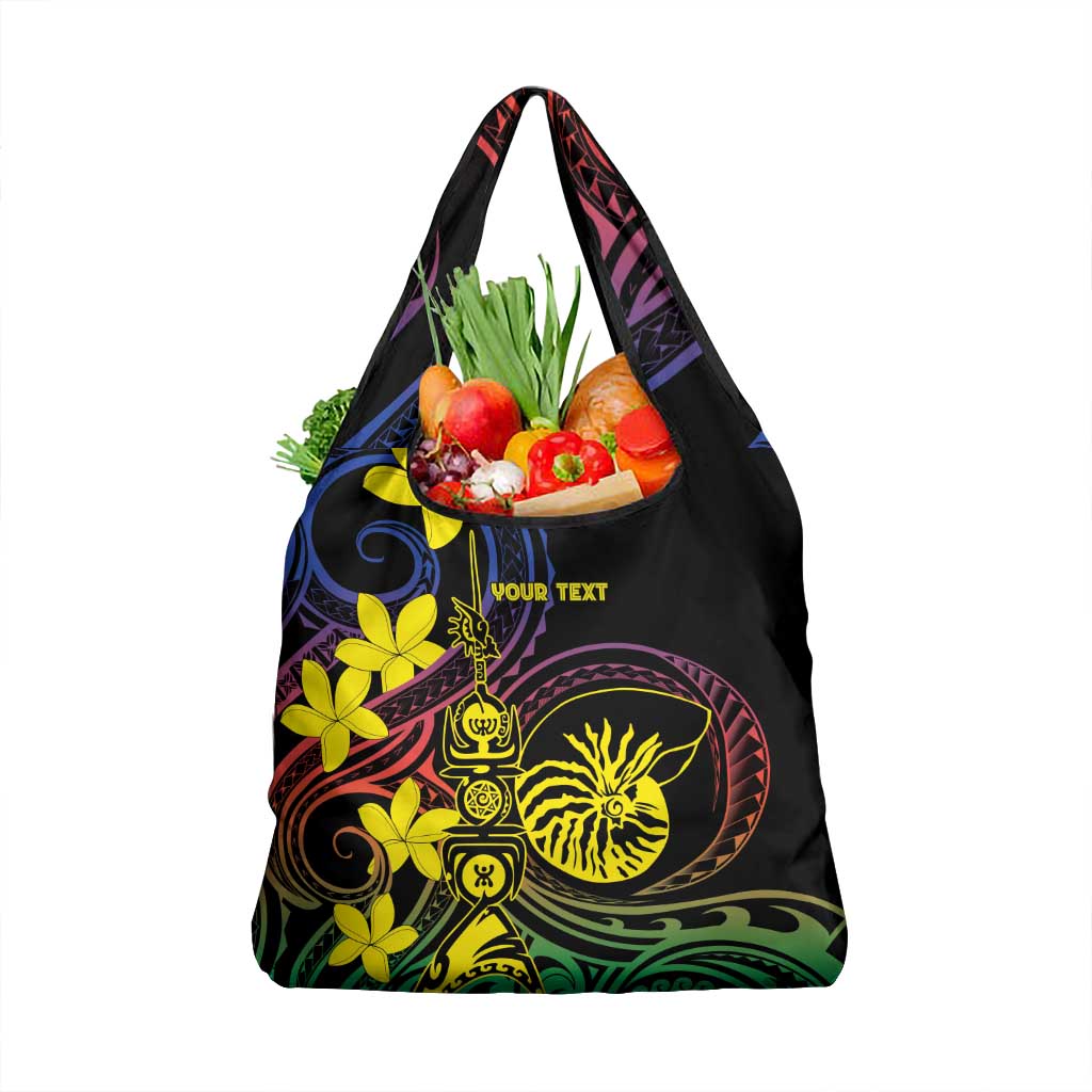 New Caledonia Kanaky Personalized Grocery Bag Fleche Faitiere - Plumeria LT7 1-pack One Size Colorful - Polynesian Pride