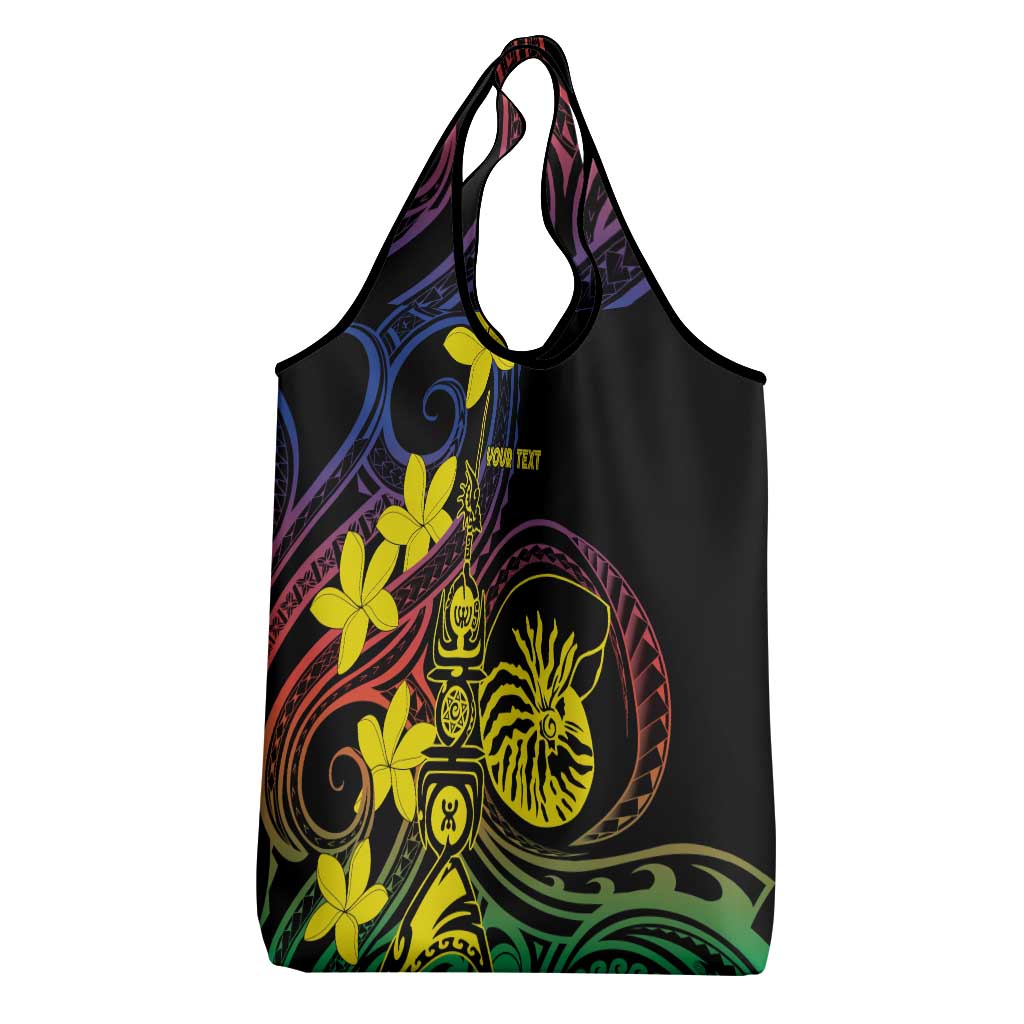 New Caledonia Kanaky Personalized Grocery Bag Fleche Faitiere - Plumeria LT7 - Polynesian Pride