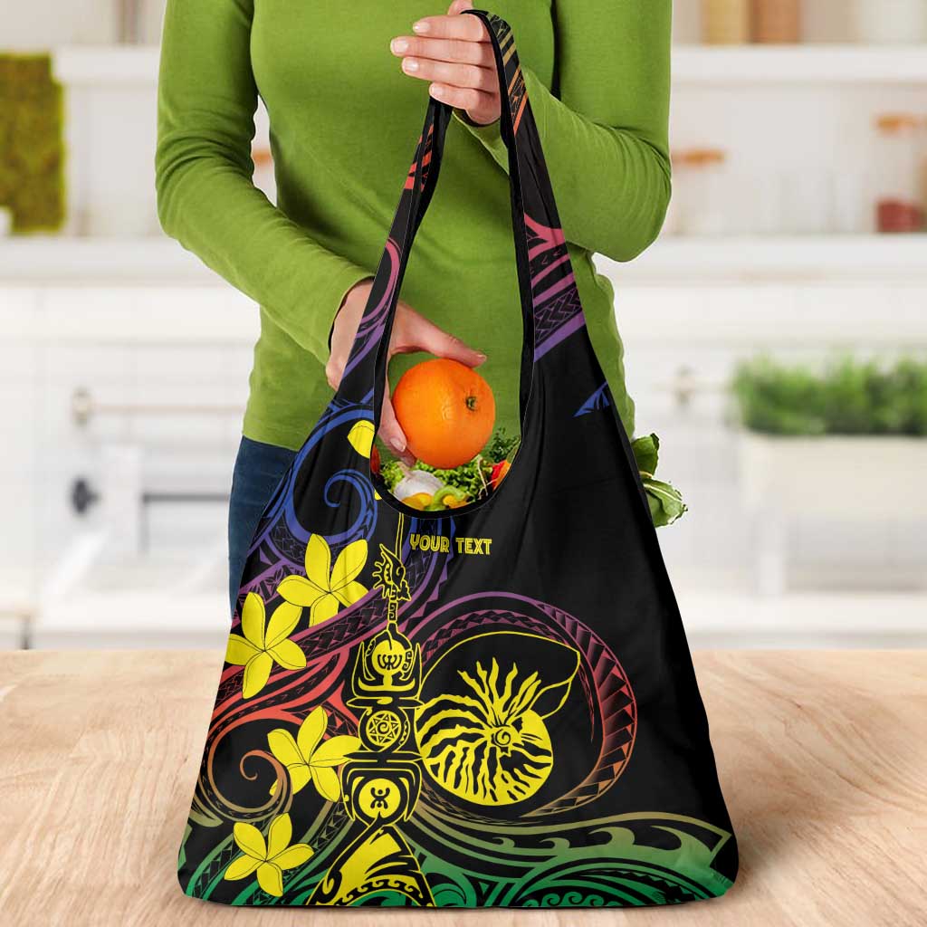New Caledonia Kanaky Personalized Grocery Bag Fleche Faitiere - Plumeria LT7 - Polynesian Pride