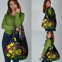 New Caledonia Kanaky Personalized Grocery Bag Fleche Faitiere - Plumeria LT7 - Polynesian Pride