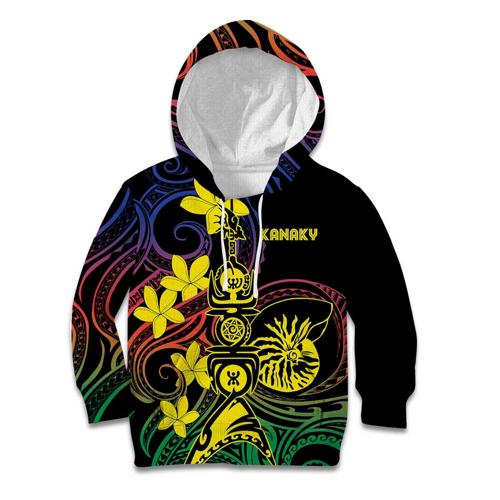 New Caledonia Kanaky Personalized Kid Hoodie Fleche Faitiere - Plumeria LT7 Hoodie Colorful - Polynesian Pride