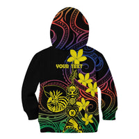 New Caledonia Kanaky Personalized Kid Hoodie Fleche Faitiere - Plumeria LT7 - Polynesian Pride