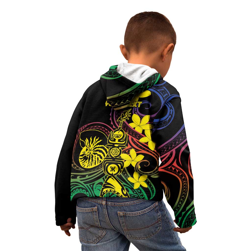 New Caledonia Kanaky Personalized Kid Hoodie Fleche Faitiere - Plumeria LT7 - Polynesian Pride