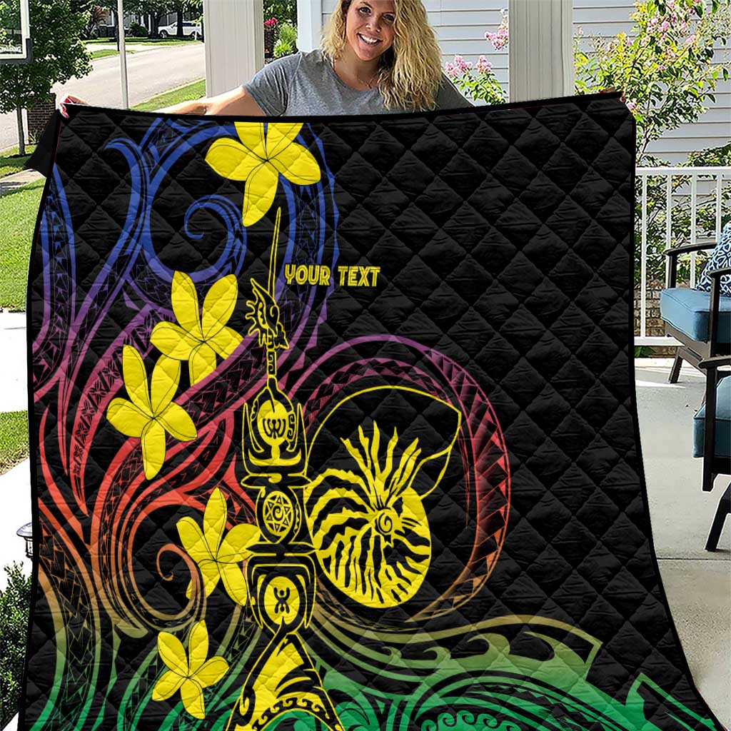New Caledonia Kanaky Personalized Quilt Fleche Faitiere - Plumeria LT7 Colorful - Polynesian Pride