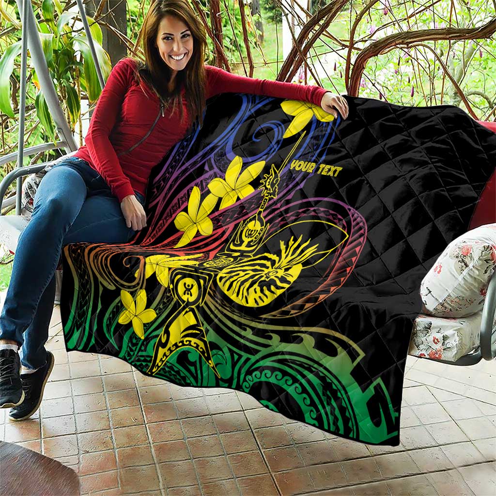 New Caledonia Kanaky Personalized Quilt Fleche Faitiere - Plumeria LT7 - Polynesian Pride