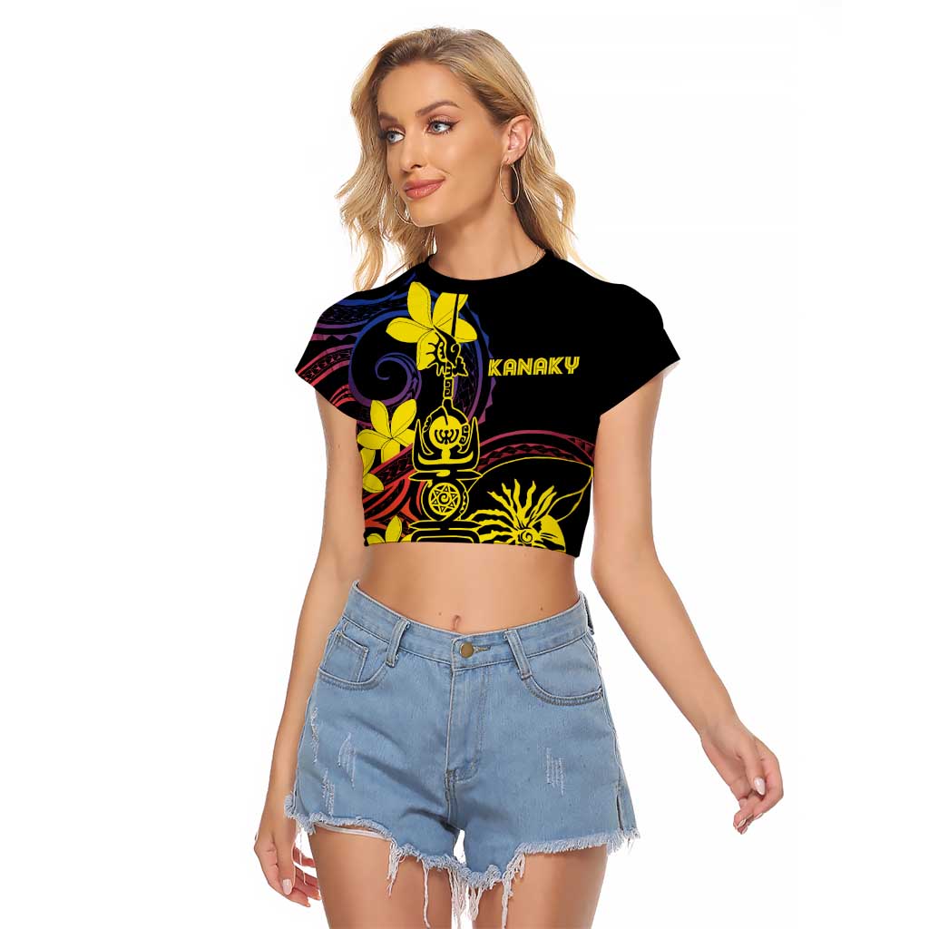 New Caledonia Kanaky Personalized Raglan Cropped T Shirt Fleche Faitiere - Plumeria LT7 Female Colorful - Polynesian Pride