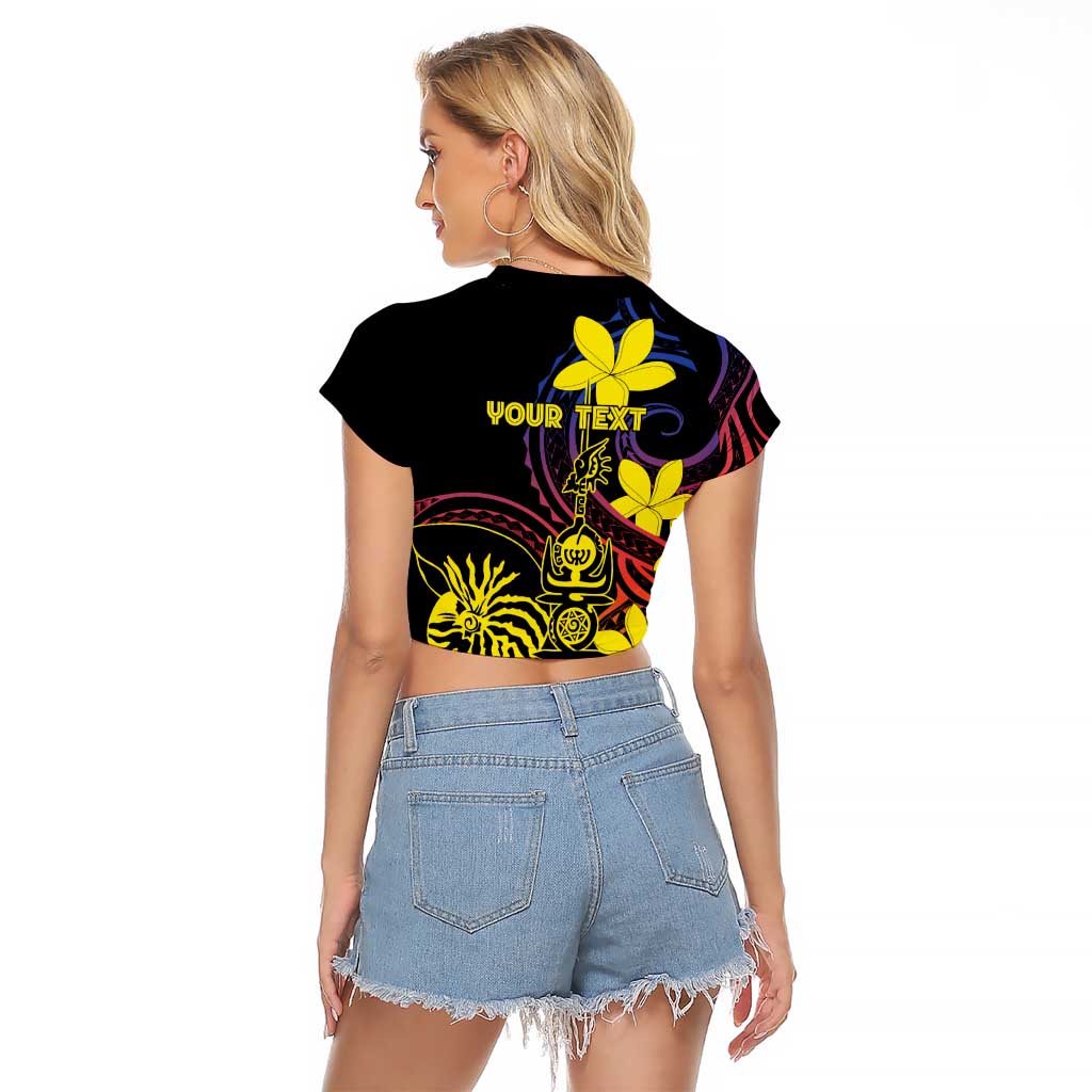 New Caledonia Kanaky Personalized Raglan Cropped T Shirt Fleche Faitiere - Plumeria LT7 - Polynesian Pride