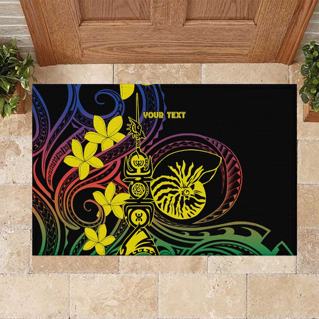 New Caledonia Kanaky Personalized Rubber Doormat Fleche Faitiere - Plumeria LT7 Colorful - Polynesian Pride