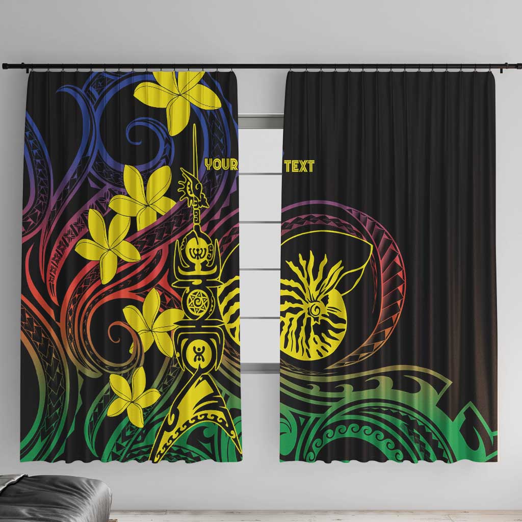 New Caledonia Kanaky Personalized Window Curtain Fleche Faitiere - Plumeria LT7 With Hooks Colorful - Polynesian Pride