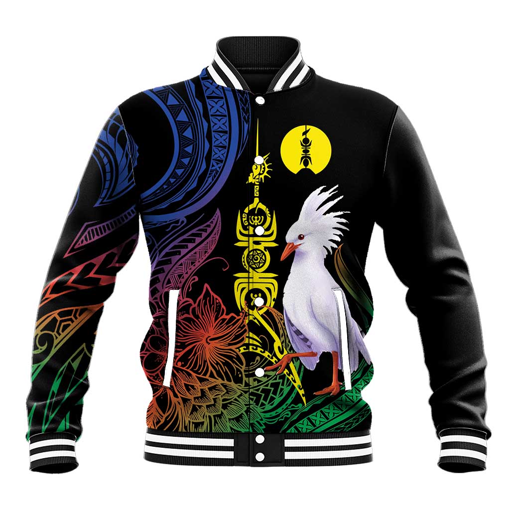 New Caledonia Kanaky Personalized Baseball Jacket Fleche Faitiere Mix Kagu LT7 Unisex Colorful - Polynesian Pride