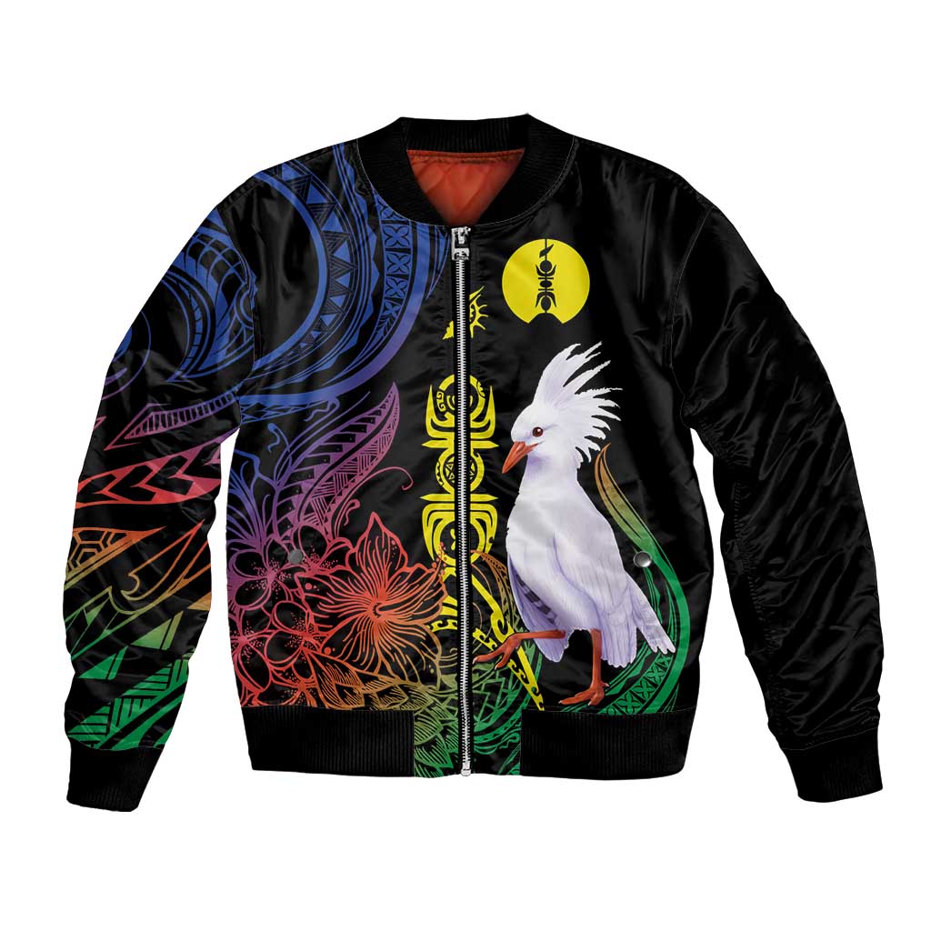 New Caledonia Kanaky Personalized Bomber Jacket Fleche Faitiere Mix Kagu LT7 Unisex Colorful - Polynesian Pride