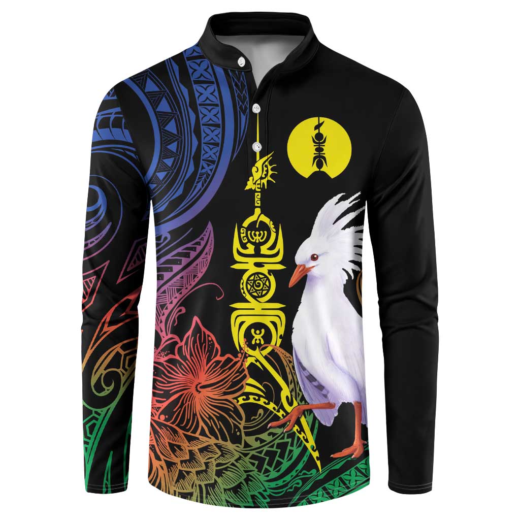 New Caledonia Kanaky Personalized Button Sweatshirt Fleche Faitiere Mix Kagu LT7 Colorful - Polynesian Pride