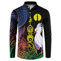 New Caledonia Kanaky Personalized Button Sweatshirt Fleche Faitiere Mix Kagu LT7 Colorful - Polynesian Pride