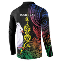 New Caledonia Kanaky Personalized Button Sweatshirt Fleche Faitiere Mix Kagu LT7 - Polynesian Pride