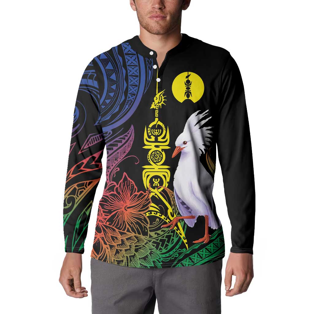 New Caledonia Kanaky Personalized Button Sweatshirt Fleche Faitiere Mix Kagu LT7 - Polynesian Pride