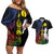 New Caledonia Kanaky Personalized Couples Matching Off Shoulder Short Dress and Hawaiian Shirt Fleche Faitiere Mix Kagu